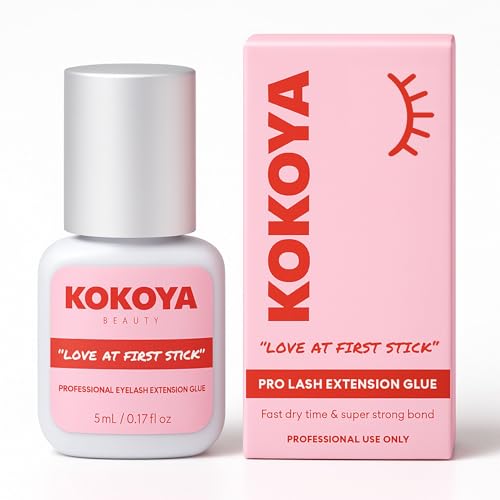 KOKOYA Beauty Eyelash Extension Glue 5mL/0.17 fl oz ? Salon Pro Lash Glue for Eyelash Extensions | Super Strong Hold Eyelash Adhesive | Long Lasting Up to 8 Weeks, 0.5-1 Second Fast Drying, Black