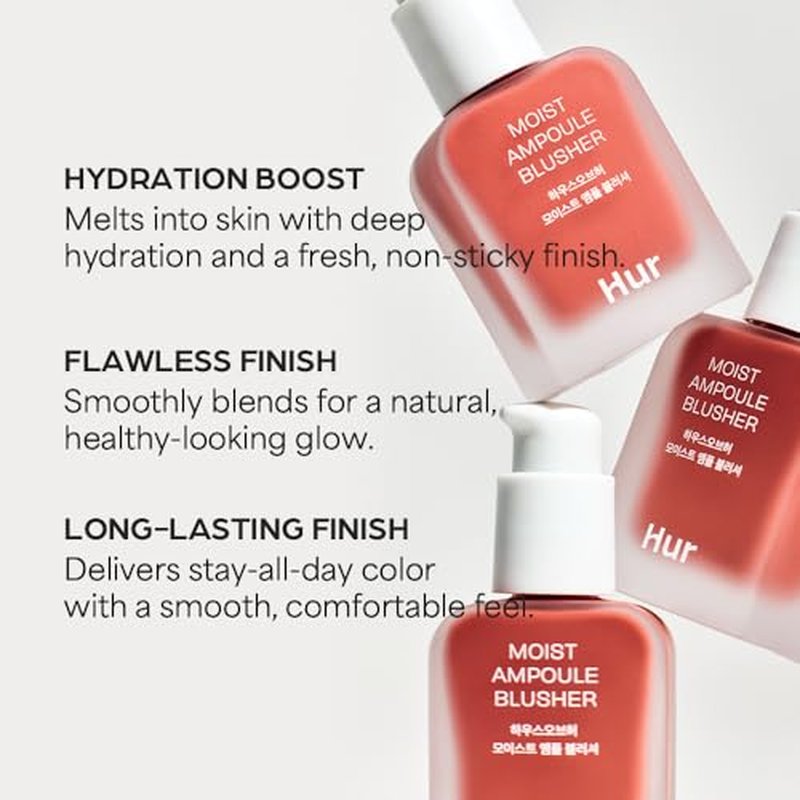 House of Hur Moist Ampoule Blusher with 50% Moisture Essence | Hydrating & Long-Lasting Blush | 0.33 fl. oz. (9 Shades) - Lavender Flush