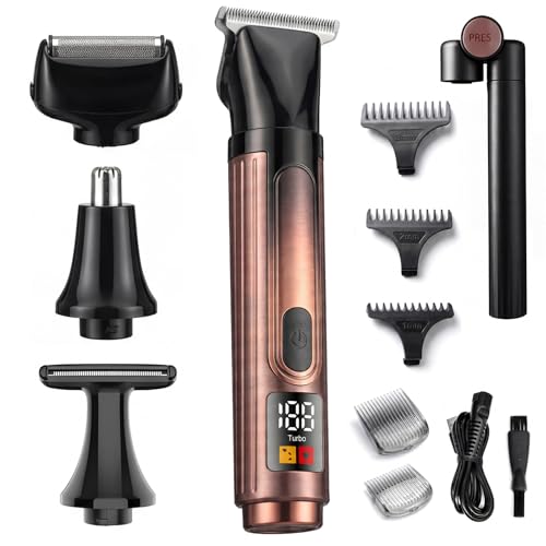 Back Shaver for Men with LED Display, 4-in-1 Rechargeable Body & Back Trimmer, Extendable Long Handle, Safety Lock, IPX7 Waterproof, Adjustable Speed, Wet/Dry Use, Travel Case Included