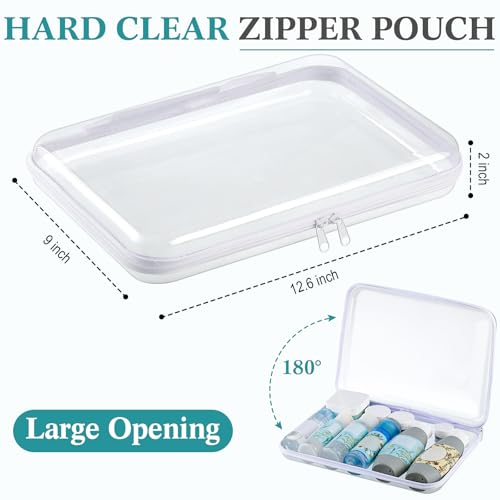 Clear Zipper Storage Cases Set of 4 - 12.6 x 9 x 2 Inches with Handles, White