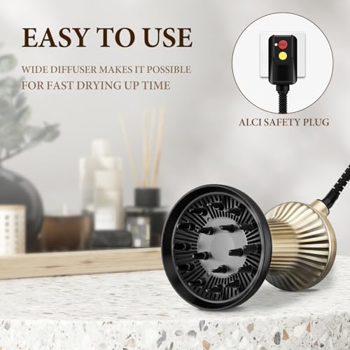 Diffuser Hair Dryer for Curly Hair - 800W, 3 Heat Settings, Lightweight & Fast Drying