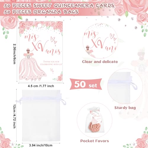 Pink Rose Compact Mirrors Party Favors - 50 Sets for Quinceañera & Sweet 16 - Elegant Guest Gifts