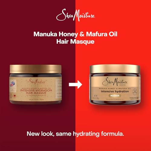 SheaMoisture Hair Mask, Manuka Honey & Mafura Oil Intensive Hydration Masque 2-Pack for Revitalizing Extra Dry, Damaged Hair, Frizz Control, 12 Oz Ea