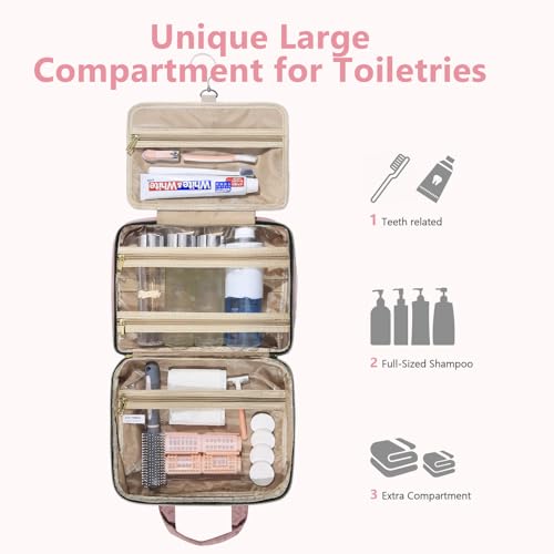 Urophylla Large Teal Travel Toiletry Bag for Women, Hanging Makeup Organizer