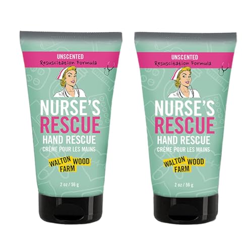 Hand Cream Set - Walton Wood Farm Nurse's Rescue 2 Pack, 2 oz Travel Size, Moisturizing Shea & Cocoa Butter, Green Tea Extract