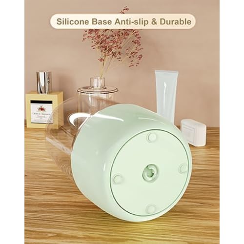Makeup Brush Holder 360 Rotating, [Upgrade & with Cover] Makeup Brush Organizer for Vanity Countertop Bathroom (Green)