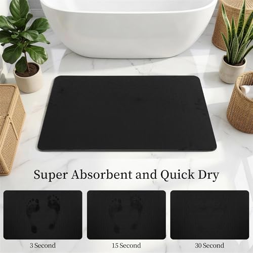 Extra Large Black Stone Bath Mat - 32x20 Inches, Non-Slip Shower Rug with Variation 1