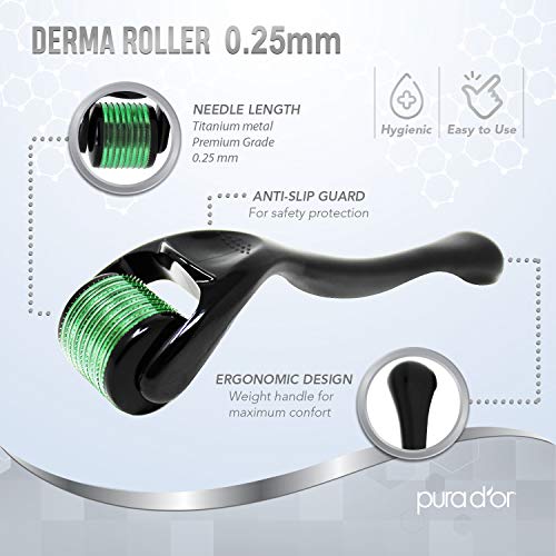 Vitamin C Serum with Derma Roller Set for Dark Spots & Anti-Aging Skin Care