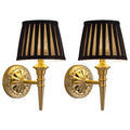Set of 2 Gold and Black Wall Sconces, Cordless Dimmable Fabric Lampshades