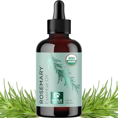 Rosemary Essential Oil - 4 Fl Oz Organic Hair & Skin Oil - Dry Scalp Treatment & Hair Volume - Variation: Rosemary