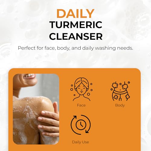 RA COSMETICS Liquid African Black Soap with Turmeric ? Traditional West African Cleanser with Shea Butter & Coconut Oil ? Face, Body & Hair Wash for Daily Use ? No Artificial Fragrances ? 8oz