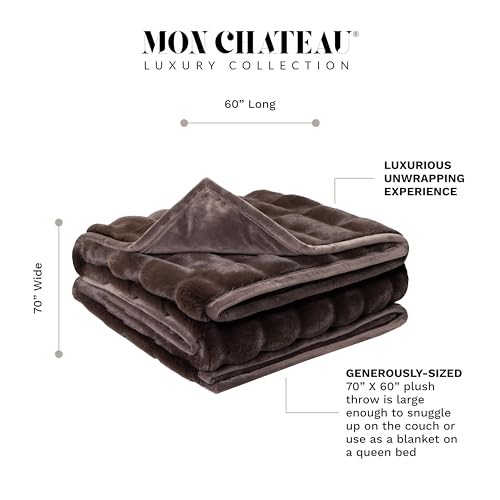 Mon Chateau 60x70 Chestnut Faux Fur Throw Blanket - Hearthside Reversible