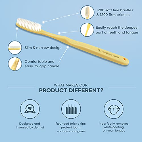 16 Pack Long Head Toothbrushes for Better Cleaning | Dr.Golden Turtle