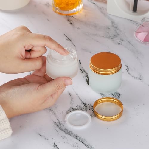 RAMFIYN 24 Pack 2oz Frosted Glass Cosmetic Jars with Gold Lids — Sample & Travel Containers