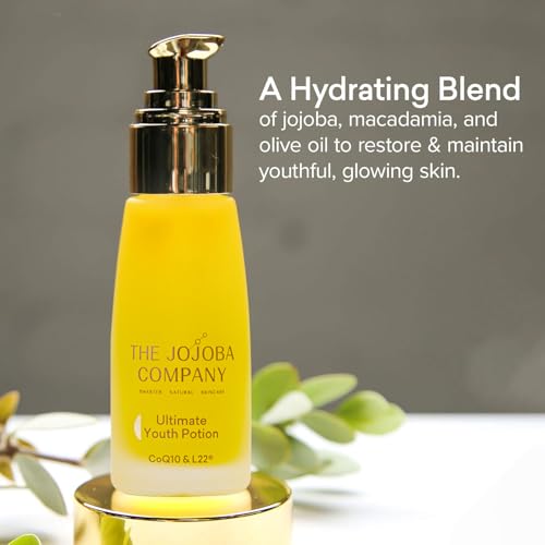 The Jojoba Company Ultimate Youth Potion, Maintains Youthful Glow, Improves Skin Elasticity & Firmness, Enriched w/Patented L22 Formula - Restores Skin Lipid Profile of a Healthy 22 Year Old, 50ml