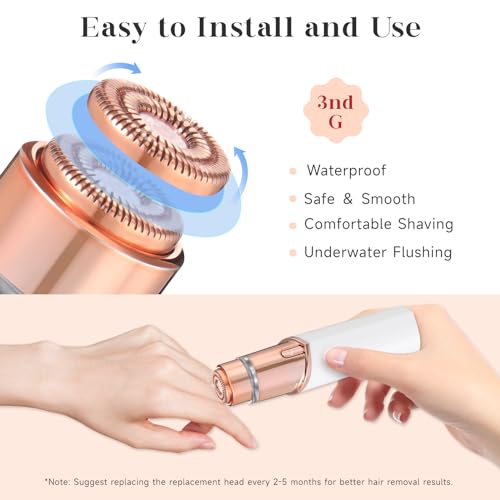Replacement Heads New Generation 3 for Finishing Touch Flawless Facial Hair Remover Ring Light,New Version Replacement Blades for Women,18K Gold-Plated Rose Gold for Flawless