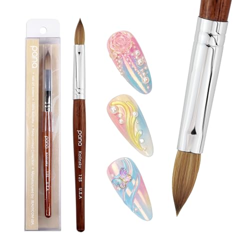 Acrylic Nail Brush Size 12 Oval Crimped Kolinsky Hair with Mahogany Handle