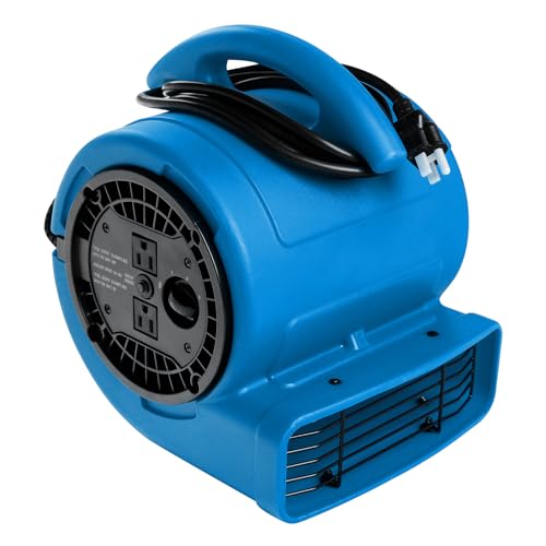 MOUNTO 1/5hp Air Mover Blower Fan for Carpet & Floor Drying - Blue