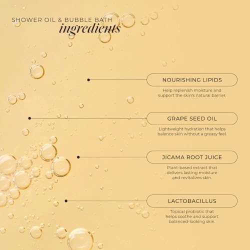 LALICIOUS Sugar Reef Shower Oil & Bubble Bath 10 Fl Oz - Moisturizing Body Wash with Probiotics & Grapeseed Oil