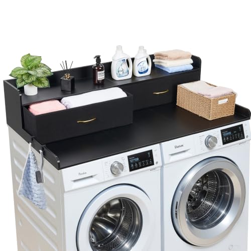 Black VEVOR Laundry Countertop with 2 Drawers & Shelf for Washer Dryer 54in
