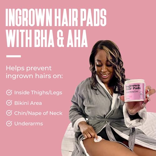 Divine Derriere Smoothing Solution Ingrown Hair Pads - Smooth, Relieve, Soften Skin - BHA & AHA Ingrown Hair Serum for Razor Burns and PFB Razor Bumps - Ingrown Hair Treatment for Bikini Area, 50ct