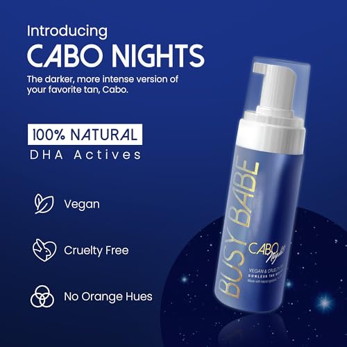 Self Tanner - Cabo Nights Express Rapid Dark Tanning Mousse - Deeper Sun-Kissed Glow with Mitt - Vegan, Cruelty-Free, Instant Tan, Self Tanning Mousse Pump - Express, Violet based- 7.2 oz