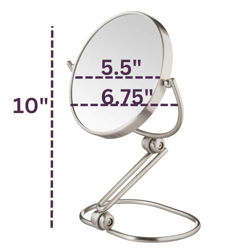 JERDON Compact Magnifying Mirror - Folding 5.5" Travel Mirror with 10X & 1X Magnification - Model MC450N