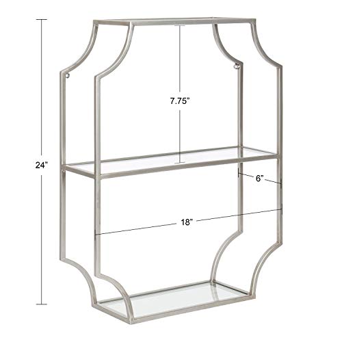Kate and Laurel Ciel Silver Geometric Wall Shelf 18x24 - Modern Decor