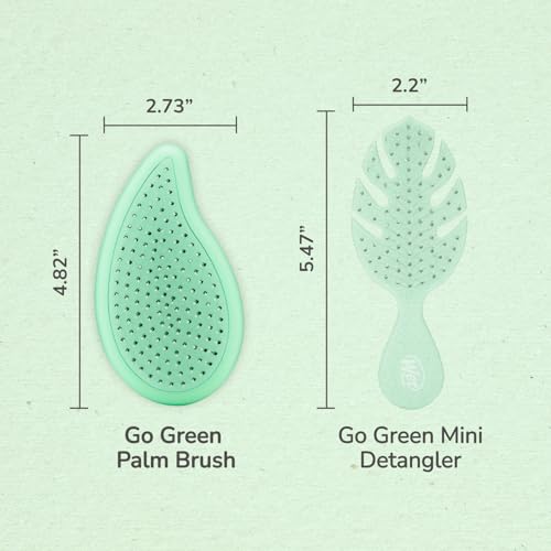 Wet Brush Go Green Palm Detangling Hair Brush Infused with Tea Tree Oil - Pain-Free Ultra-Soft Detangler Bristles Glide Through Tangles with Ease - Protects Against Split Ends For Wet & Dry Hair
