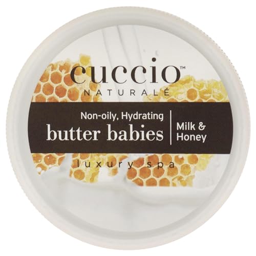Cuccio Naturale Butter Babies - Ultra-Moisturizing, Renewing, Smoothing Scented Body Cream - Deep Hydration For Dry Skin Repair - Formulated With All Natural Ingredients - Milk & Honey - 1.5 Oz