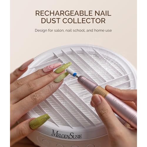 MelodySusie Rechargeable Nail Dust Collector with Ceramic 3/32'' Chamfer Flat Top Large Barrel Nail Drill Bit