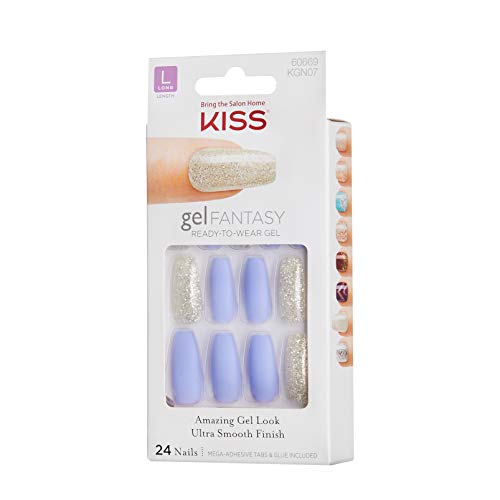 Kiss Nails GEL FANTASY- Medium Design Nails w/Adhesive Tabs & Glue (KGN07-RUSH HOUR)24