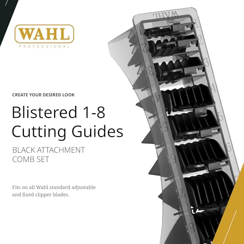 Wahl Professional Hair Cutting Guides Set 1/8” to 1” Black Model 03170-500