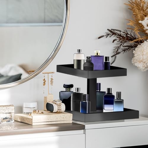 Black Perfume Organizer for Men - 2 Tier Acrylic Cologne Rack Vanity