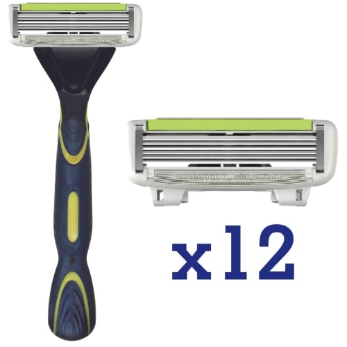 ShaveMOB 6-Blade Men's Razor Kit (Flex Head Handle + 12 Refills) (No Trimmer) - The Caveman Shaving Kit