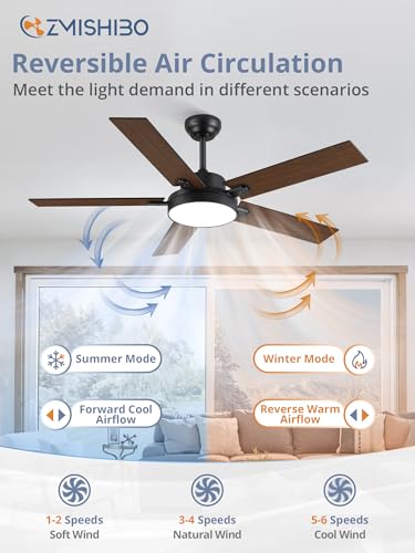 52 Inch Ceiling Fan with Light - Black, 30W LED, Smart Remote & App Control