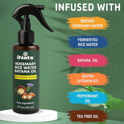 iNats Rosemary Water Spray for Hair Growth - 5 Fl Oz, Nourishing Hair & Scalp