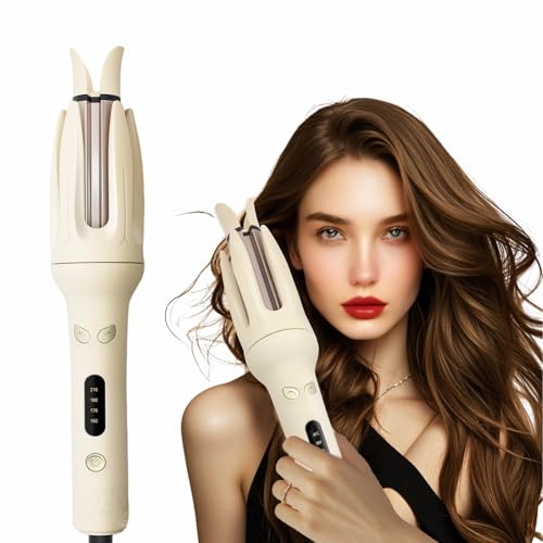 iFCOW Automatic Hair Curler - Cream Yellow, 4 Adjustable Temps, Fast Heating