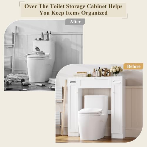 Keyluv Short Over-the-Toilet Cabinet with Doors – Low-Profile Bathroom Storage