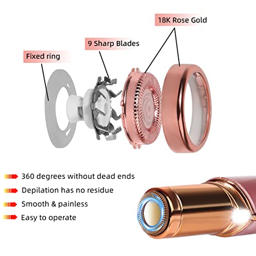 Facial Hair Remover Replacement Heads Gen 1 for Finishing Touch Flawless Facial Hair Removal,Effective Compatible with Flawless Shaver Tool for Women 18K Gold-Plated Rose Gold, 6 pcs,As Seen On TV.