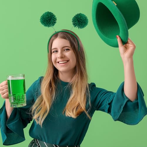 Halloween Pom Pom Headbands - Green Party Headwear for Kids & Adults, 18 Pack