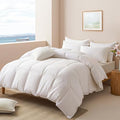 King Size Goose Feather Down Comforter - Ivory, 106x90 Inch, Hypoallergenic
