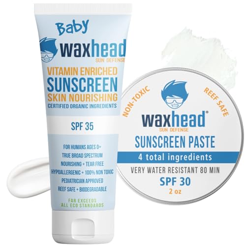Waxhead Baby Sunscreen For Kids and Baby Sunscreen Lotion, Toddler, Infant, 0-6 Months, Non-Nano Zinc Oxide