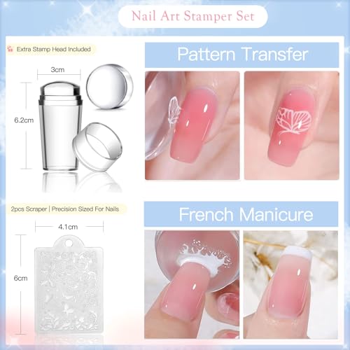 Biutee 31pcs Nail Stamping Kit with 16 Plates and 10 Gel Polishes - DIY Nail Art