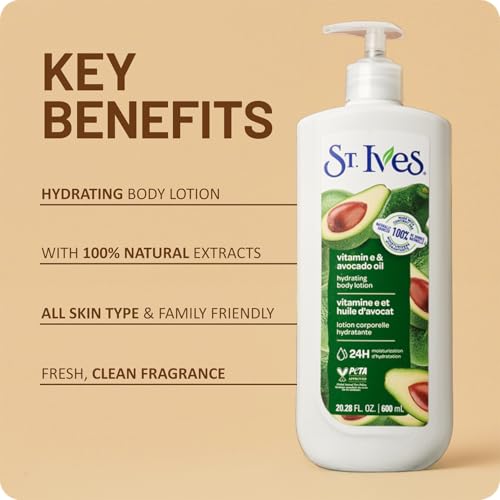 Vitamin E & Avocado Body Lotion 4-Pack - Non-Greasy, Cruelty-Free, 20.28 Oz Each - Variation: Vitamin E and Avocado