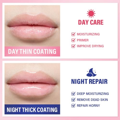 Fruit Lip Mask Set with Honey & Vitamin E, Moisturizing Overnight Treatment, Effective Reduces Lip Lines Prevention Dry and Cracked (6 Flavors)