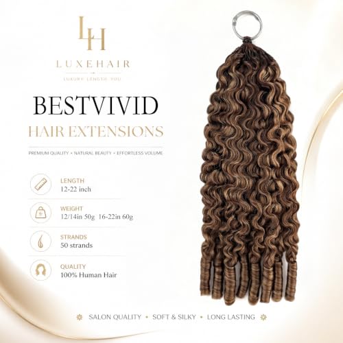 Bestvivid #4/27/30 Burmese Curly Feather Crochet Human Hair Extensions 14 Inch
