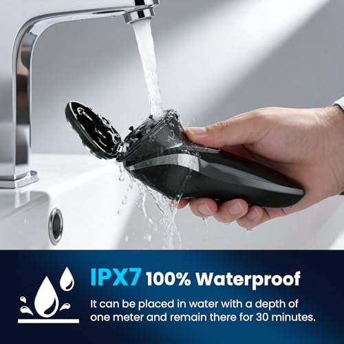 Cordless Waterproof Electric Razor for Men - Black, 10,000RPM Shaver