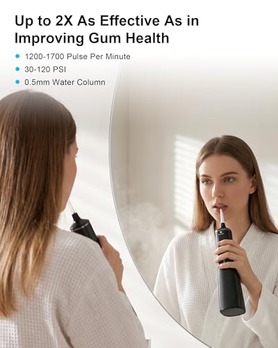 Water Flosser with 300ml Large Tank - 5 Modes, Cordless Oral Irrigator, High-Pressure Dental Cleaner Black