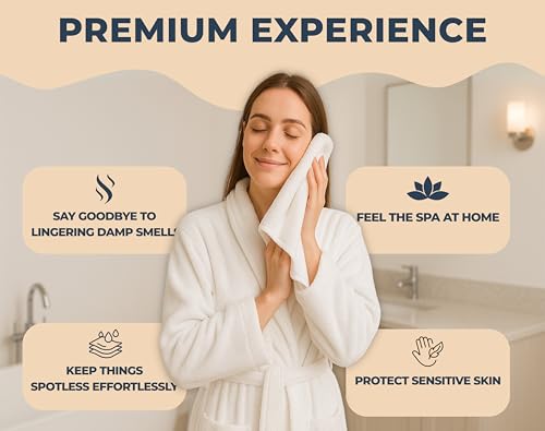 White Cotton Wash Cloths for Showering - 12 Pack - Thick, Soft, 13x13 Inches